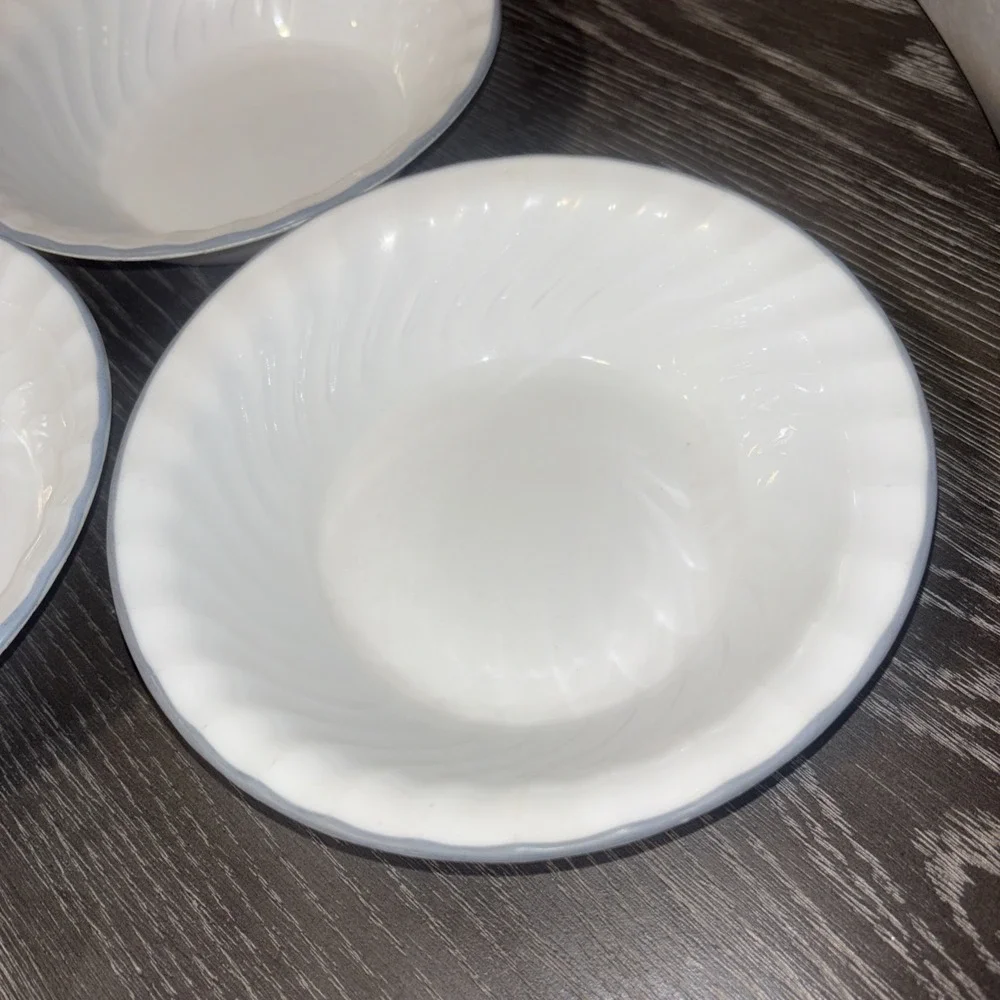 Corelle White Swirl Blue Rim7